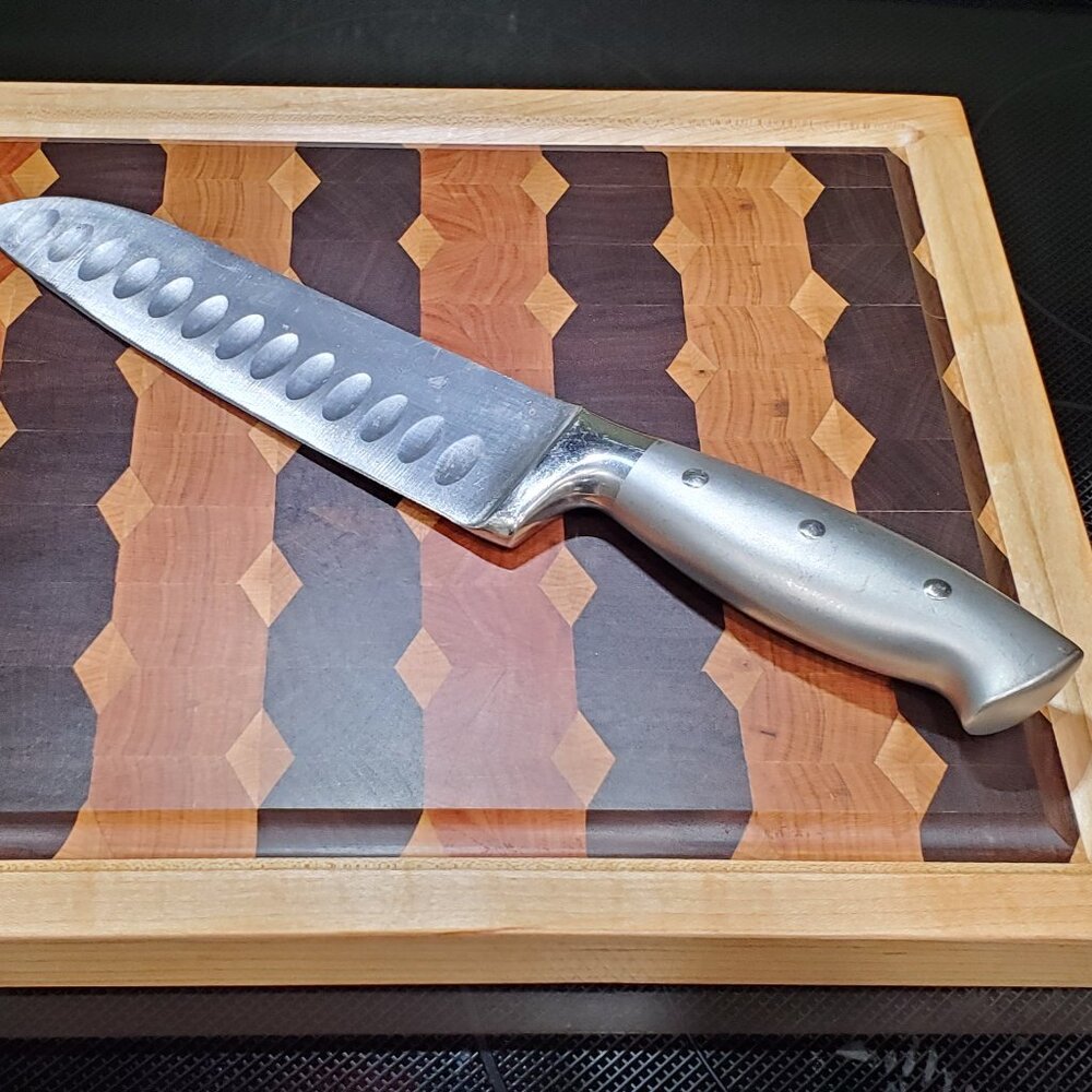 One-of-a-Kind Walnut, Cherry and Maple Cutting Board w/ juice groove and handles